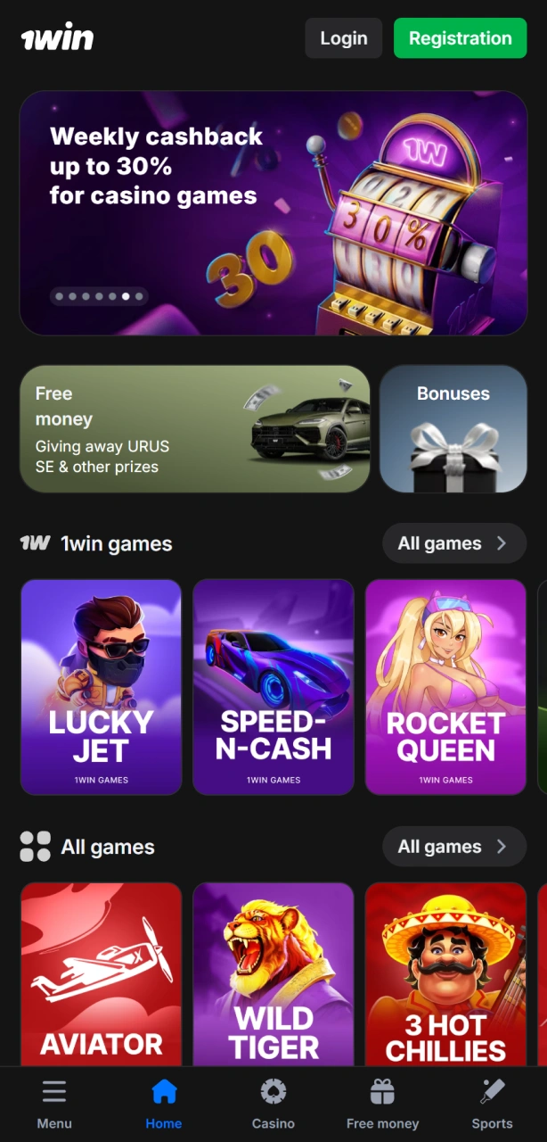 Visit the Official 1win Website through your mobile browser to play.