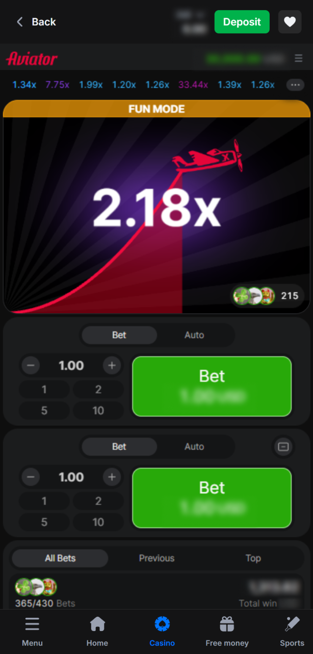 Launch the Game and place your next winning 1win Aviator bet.