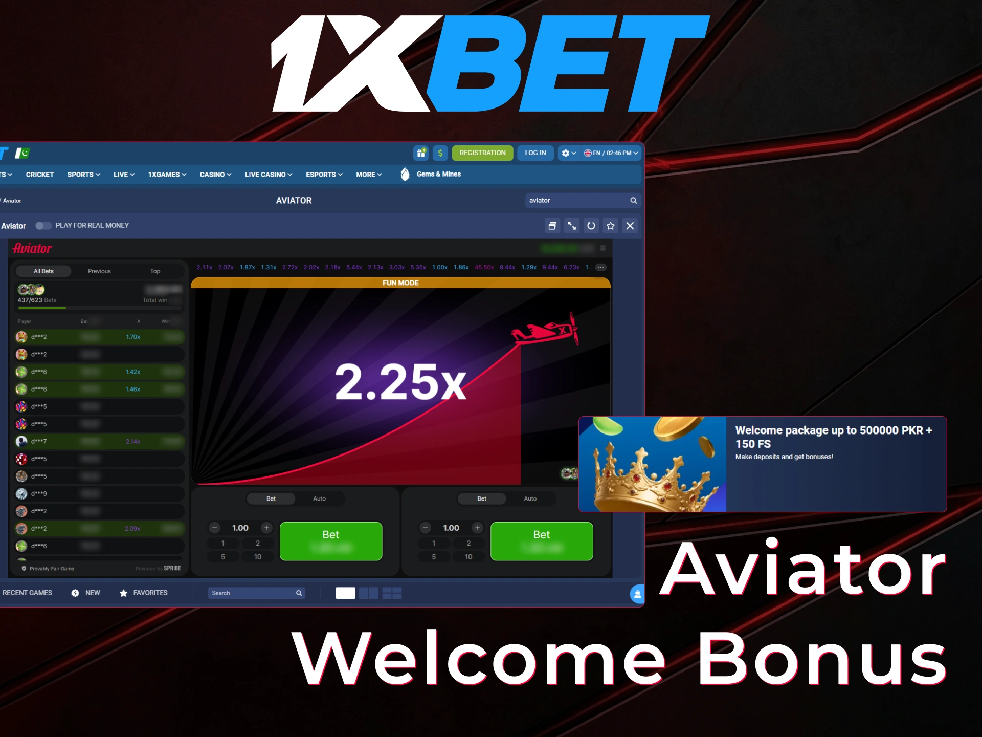 aviator crash 1xbet pakistan