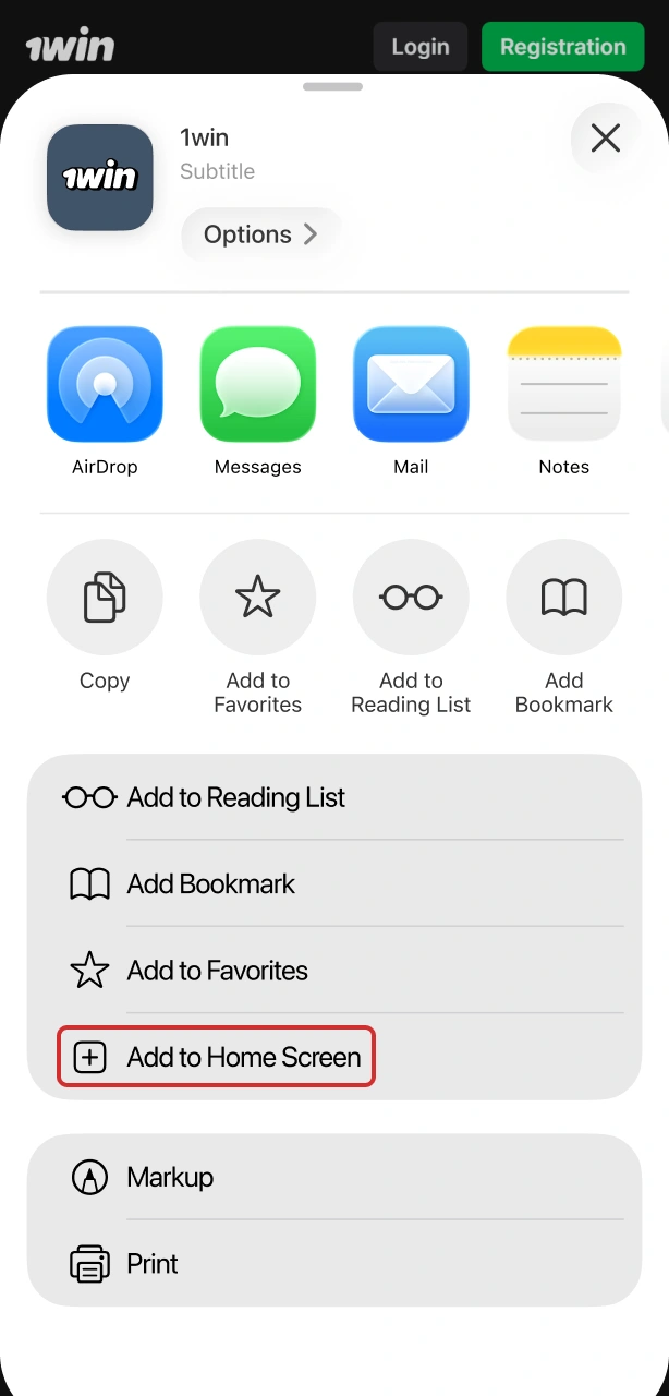 Select Add to Home Screen and confirm the Aviator App setup.