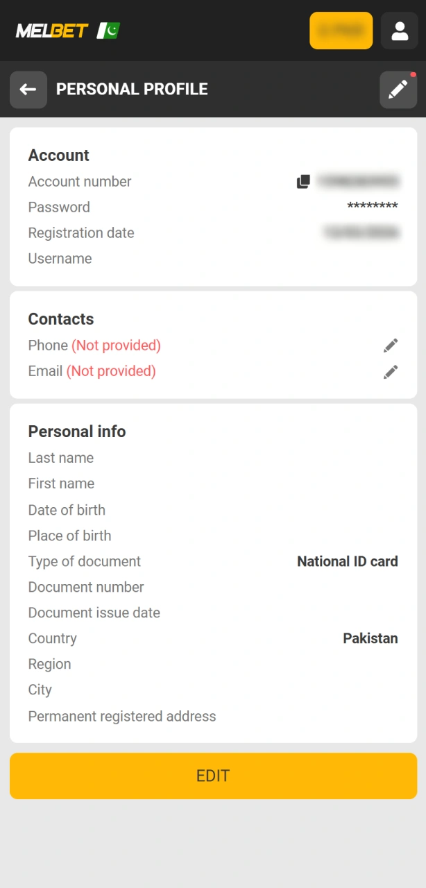 Complete account verification to secure your Melbet Aviator profile.
