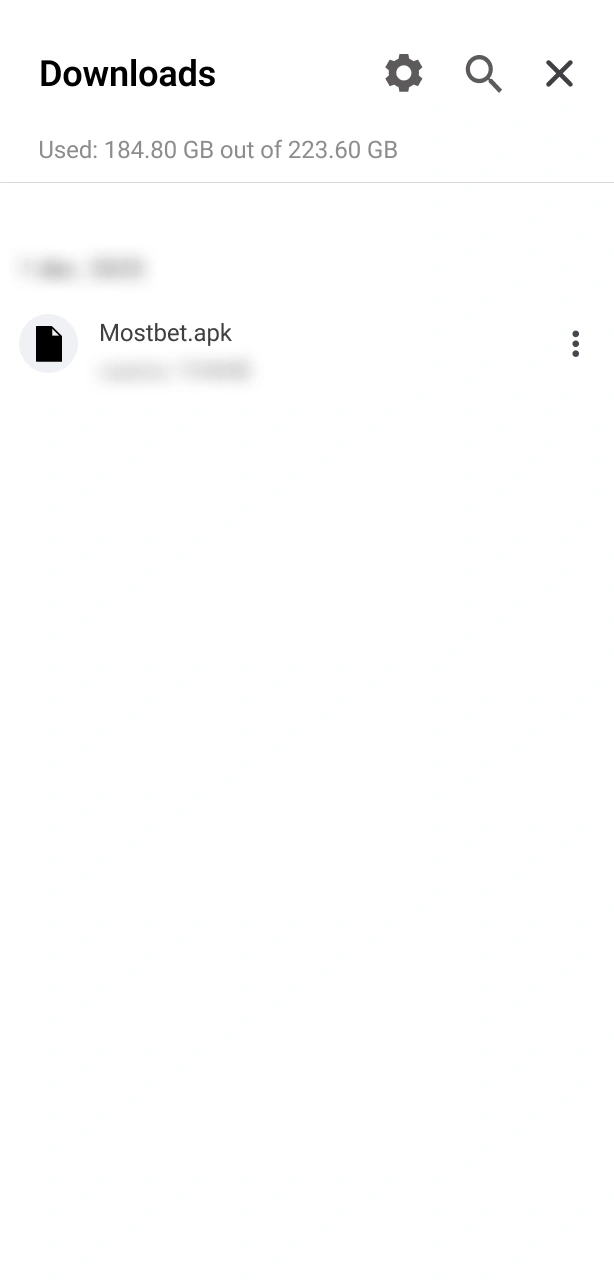 Wait for the download to complete for Mostbet Aviator.