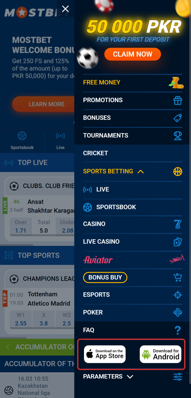Locate the Download Button to get the Mostbet Aviator installer.