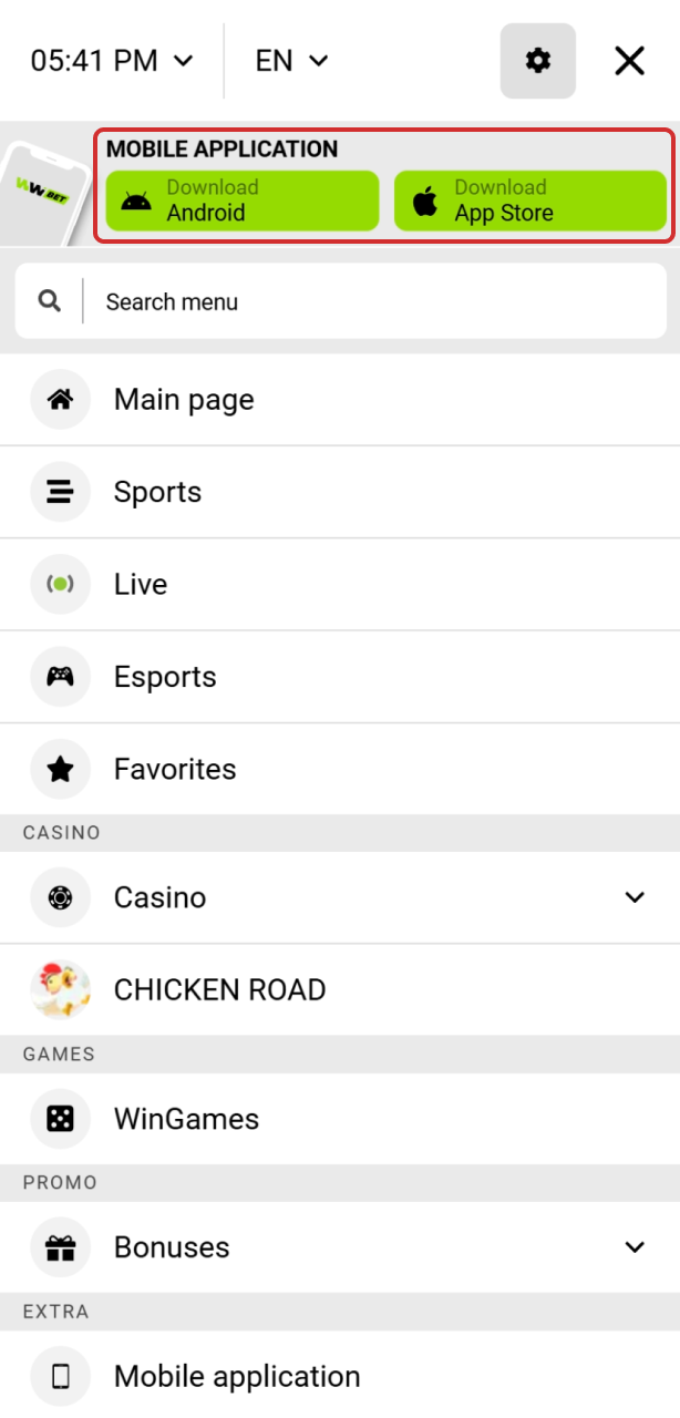 Find the Mobile App Button to get the WinWin App.